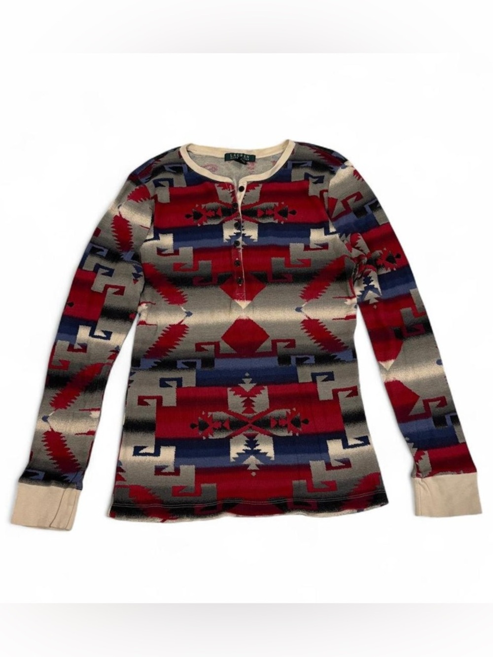 Lauren Ralph Lauren aztec textured henley shirt
